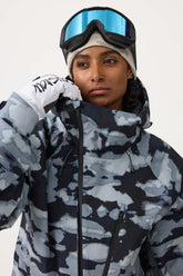 Chaqueta de nieve totalmente impermeable con múltiples bolsillos y ventilación en la cara con diseño de camuflaje para mujer